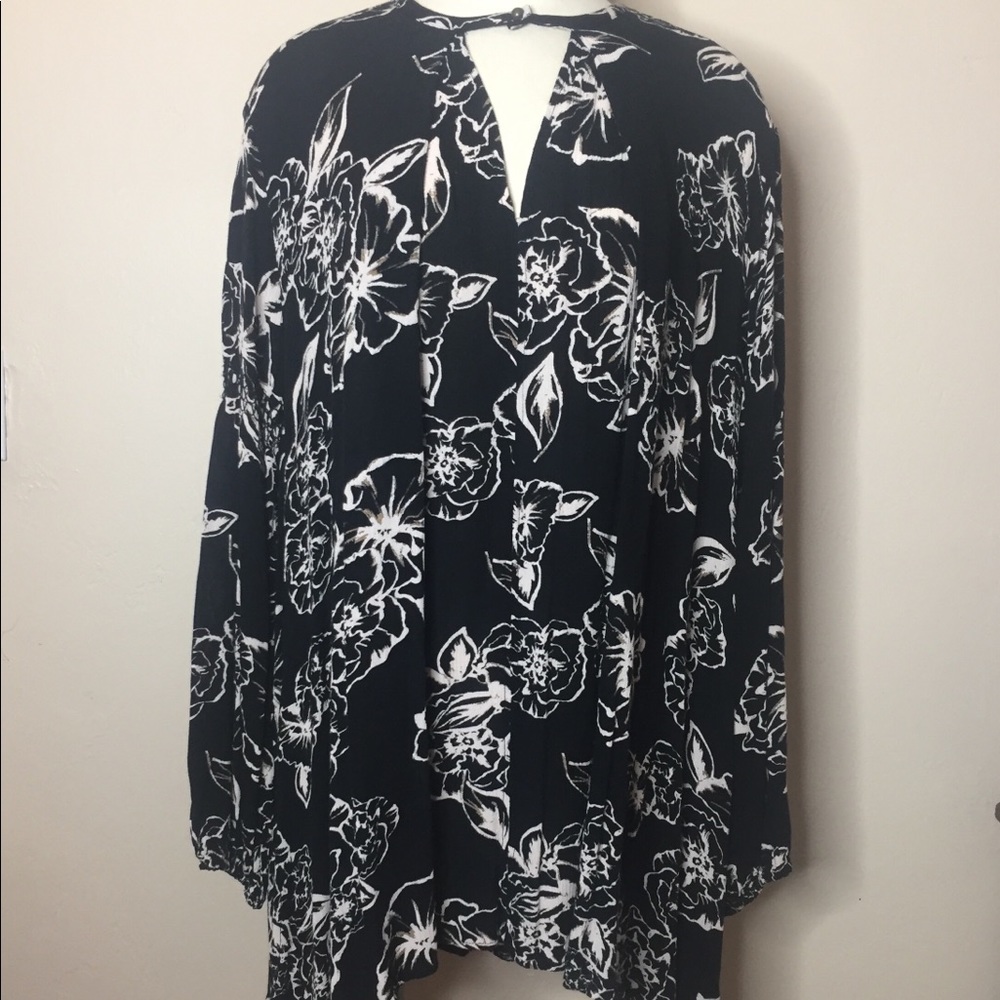 Free People Floral Black White Floral Dress Size M